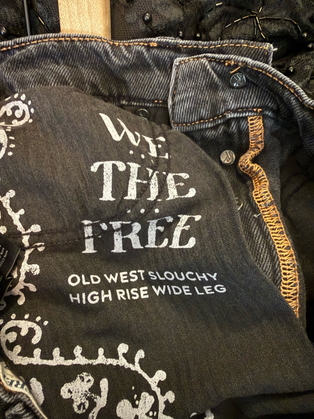 Free People We The Free Old West Slouchy High Rise Wide Leg Jeans Black 27 - Picture 7 of 9